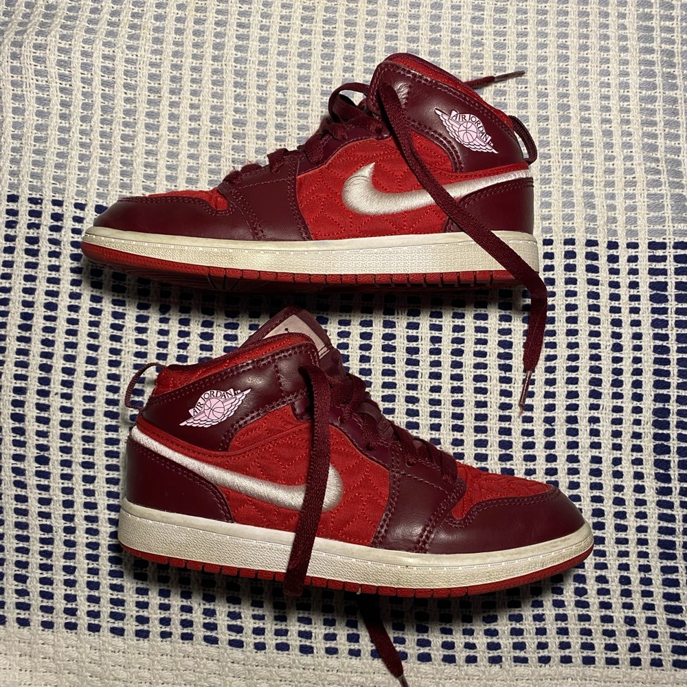 Kids Air Jordan 1 Red Quilt